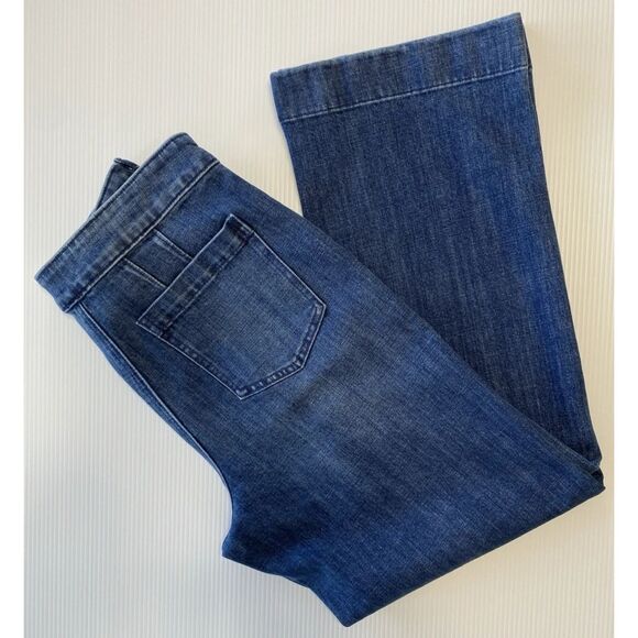 Talbots Women’s Wide Leg Jeans Size 8 (31x29.5) High Waist Sailor Side Zip - Picture 3 of 12